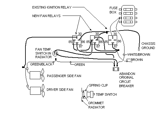 1980 MGB radiator fan relay switches diagram
