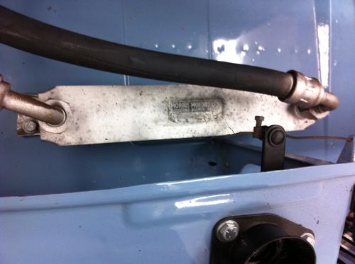 Early MGB oil cooler top plate location