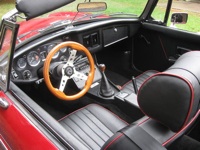 1974 MG MGB Interior Black Leather Red Piping