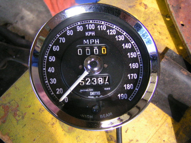 MGB Speedometer KPH Overlay Installed